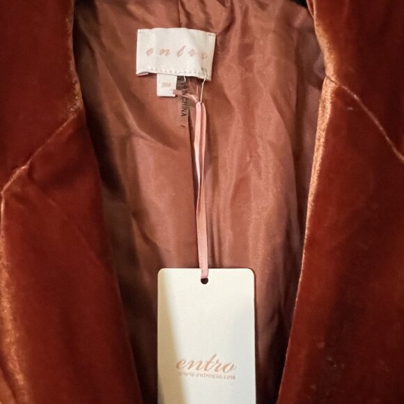 NWT Entro women's burnt orange Velvet Blazer, Size M - Picture 3 of 3
